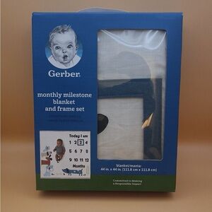 Gerber Milestone Blanket and Frame Set - Blue and White